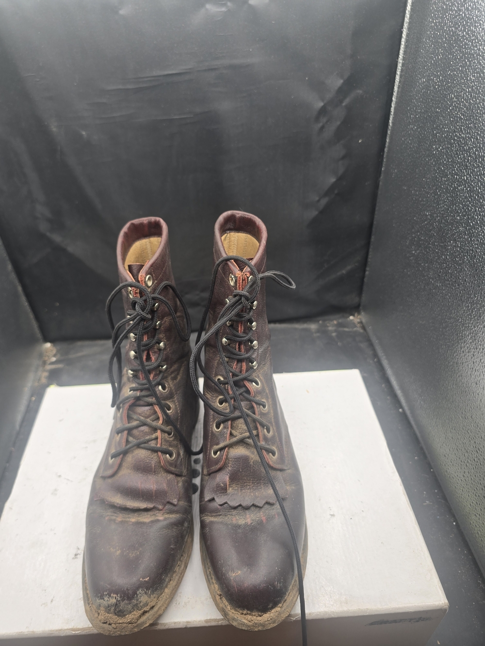 Justin Boots Men's Burgundy Leather Lace-Up Ankle Boots